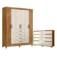 Guarda Roupa Solteiro Aruba E Cômoda Georgia Freijó Off White - Moval - 1