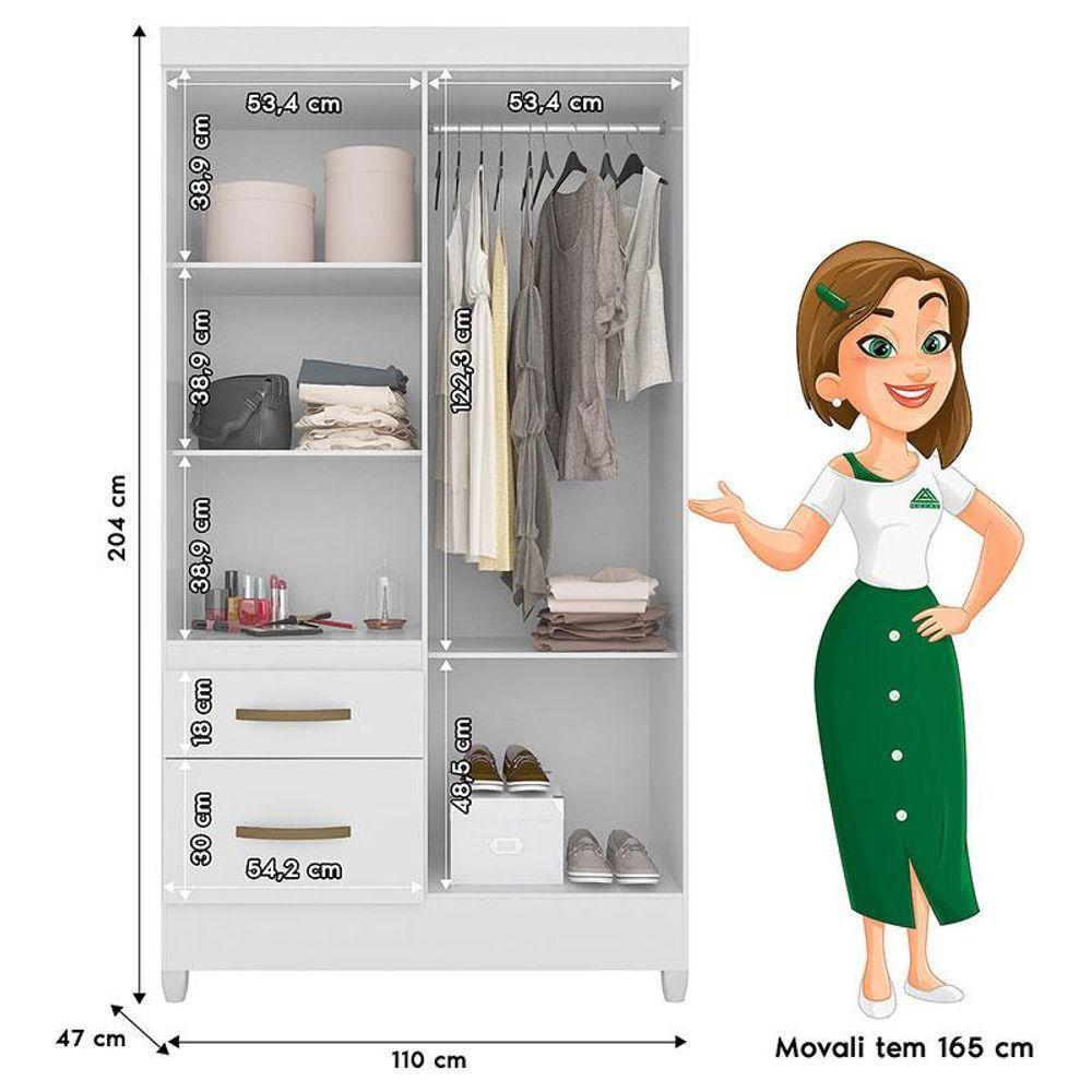 Guarda Roupa Infantil Madri Com Cômoda Vênus E Armário Multiuso New íris Branco Brilho - Moval - 4