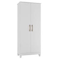 Guarda Roupa Solteiro Madri E Armário Multiuso Jade Branco Brilho - Moval - 5