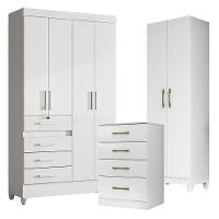 Guarda Roupa Infantil Sobral Com Cômoda Ms913 E Armário Multiuso New íris Branco Brilho - Moval - 1