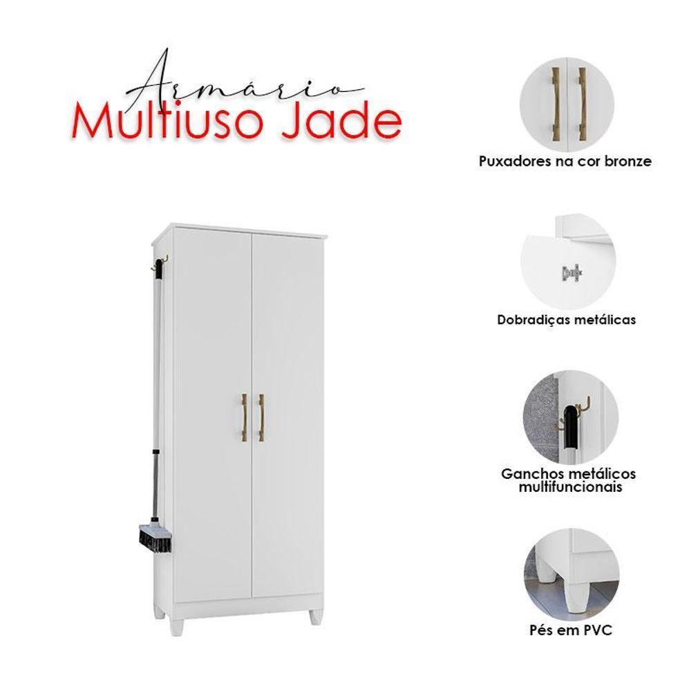 Guarda Roupa Infantil Lima E Armário Multiuso Jade Branco Brilho - Moval - 6