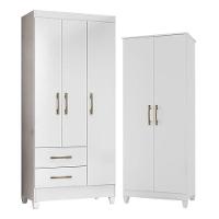 Guarda Roupa Infantil Lima E Armário Multiuso Jade Branco Brilho - Moval - 1