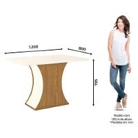 Mesa De Jantar Luiza 120 Cm Canto Reto Sem Vidro Nature Off White - Henn - 2