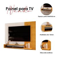 Painel Para Tv Suspenso Nando Cedro Bali E Aparador Para Sala Pilar Bali - Dj Móveis - 3