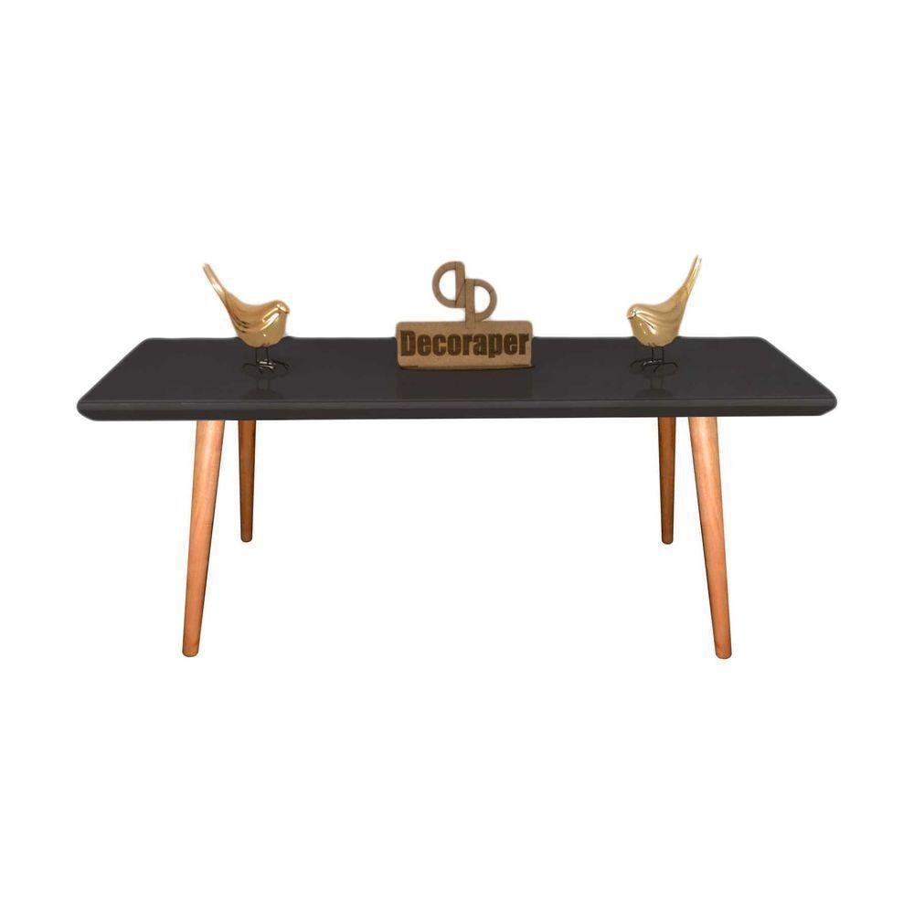 Mesa De Centro Retangular Com Vidro 80x50 Preto - 1