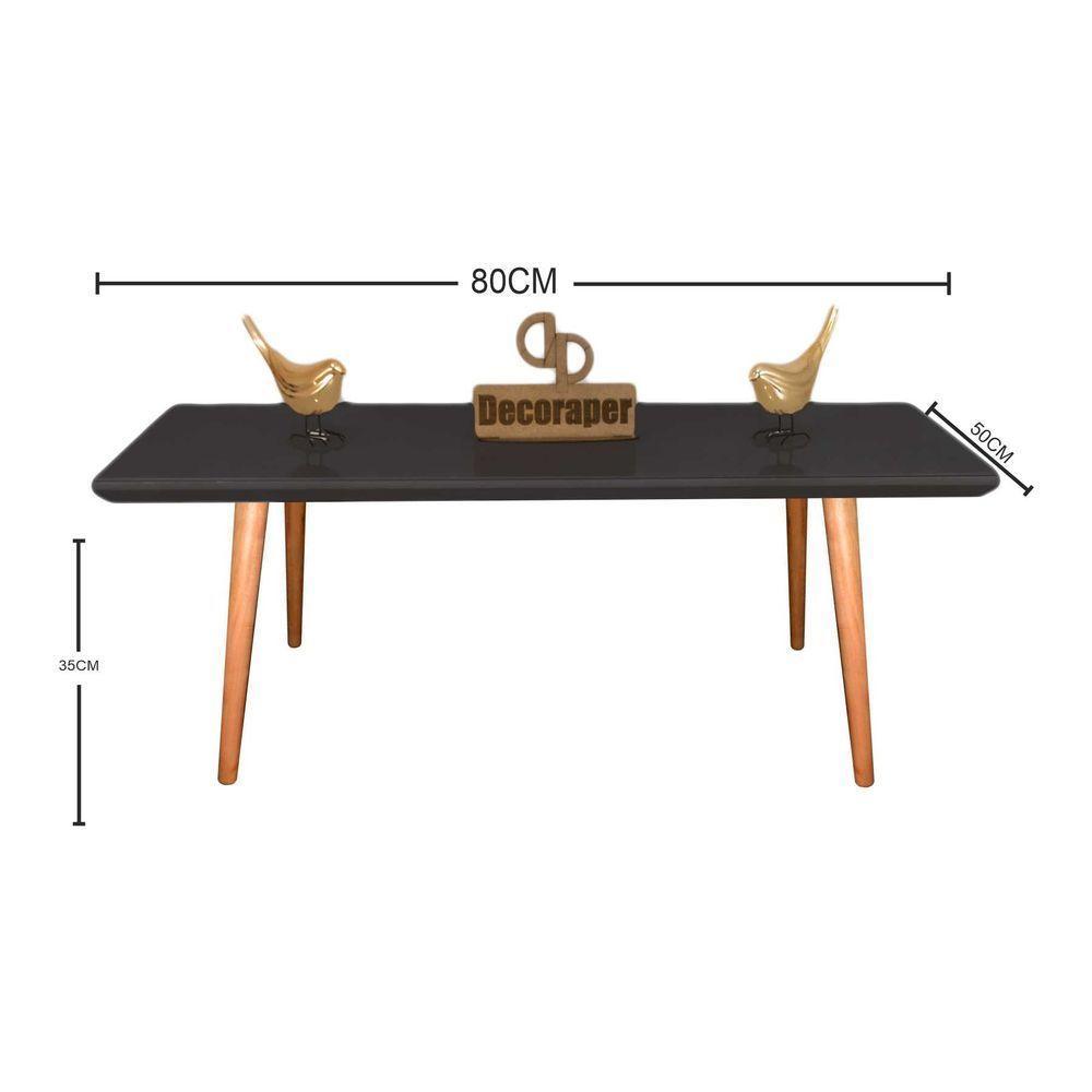 Mesa De Centro Retangular Com Vidro 80x50 Preto - 2