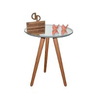 Mesa De Canto Pés Palito Amadeirado Com Tampo Espelhado 50cm Off White 60cm - 1