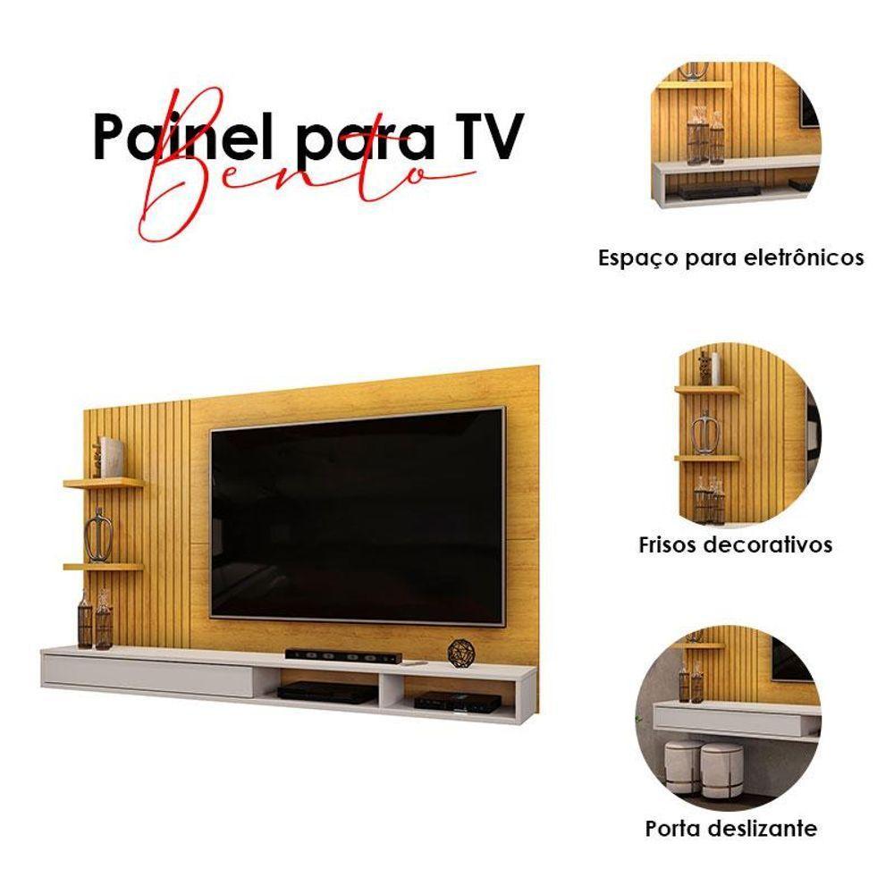 Painel Para Tv Suspenso Bento Cedro Bali E Mesa De Centro Petri Bali - Dj Móveis - 3