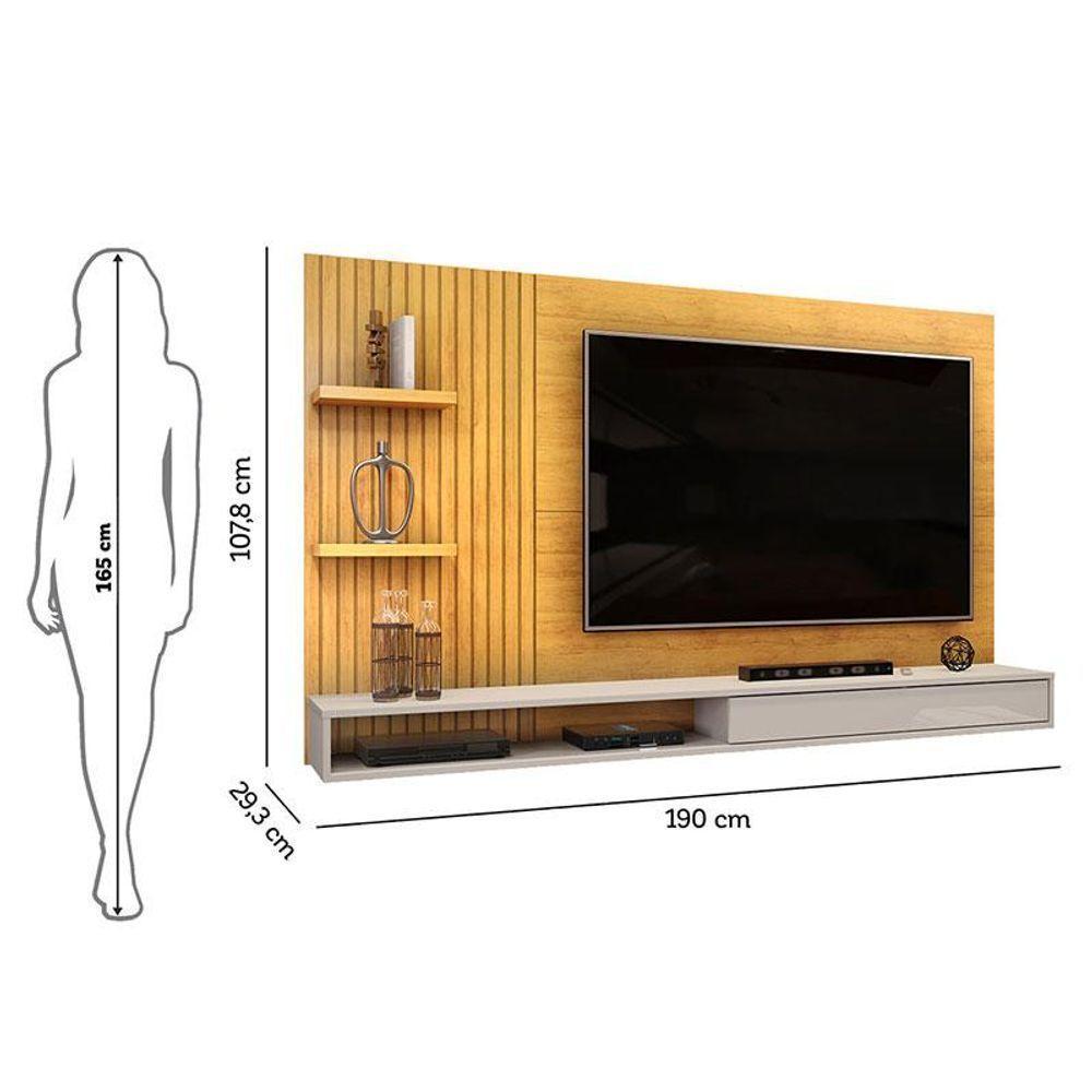 Painel Para Tv Suspenso Bento Cedro Bali E Mesa De Centro Petri Bali - Dj Móveis - 4