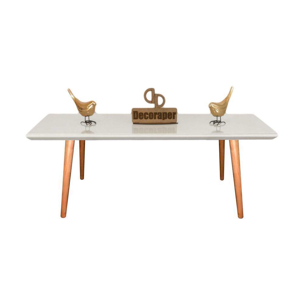 Mesa De Centro Retangular Com Vidro 90x50 Branco - 1