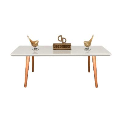Mesa De Centro Retangular Com Vidro 90x50 Branco
