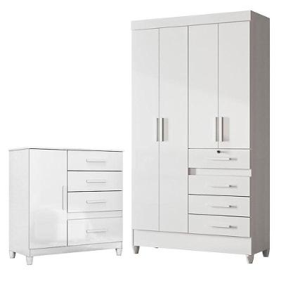 Guarda Roupa Infantil Sobral E Cômoda Vênus Com Pés Branco - Moval