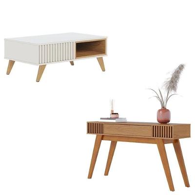 Mesa De Centro Jeri Off White Freijó Com Aparador Riviera Freijó - Colibri