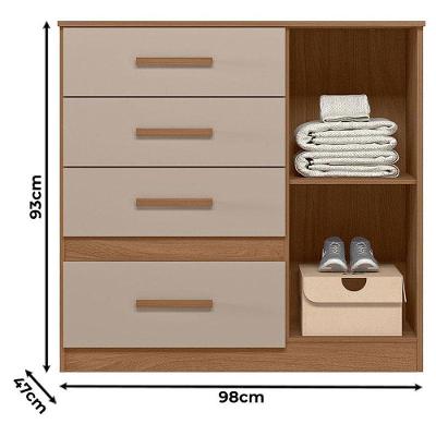 Guarda Roupa Solteiro e Cômoda Malta Vênus 7 Portas 2 Gavetas MDP Carvalho Fendi Fosco