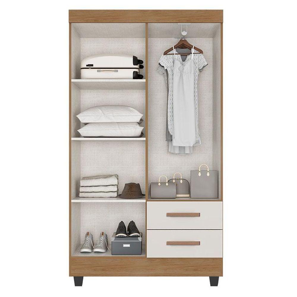 Guarda Roupa Solteiro Lite Ambiente 4 Portas Nature Off White - Móveis Leão - 2