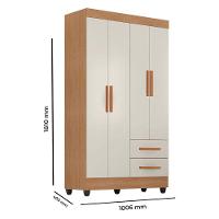 Guarda Roupa Solteiro Lite Ambiente 4 Portas Nature Off White - Móveis Leão - 3