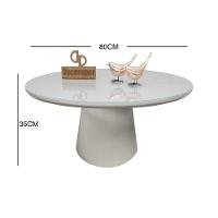 Mesa De Centro Com Vidro 80cm E Base Cone Laqueada Off White 35cm - 2