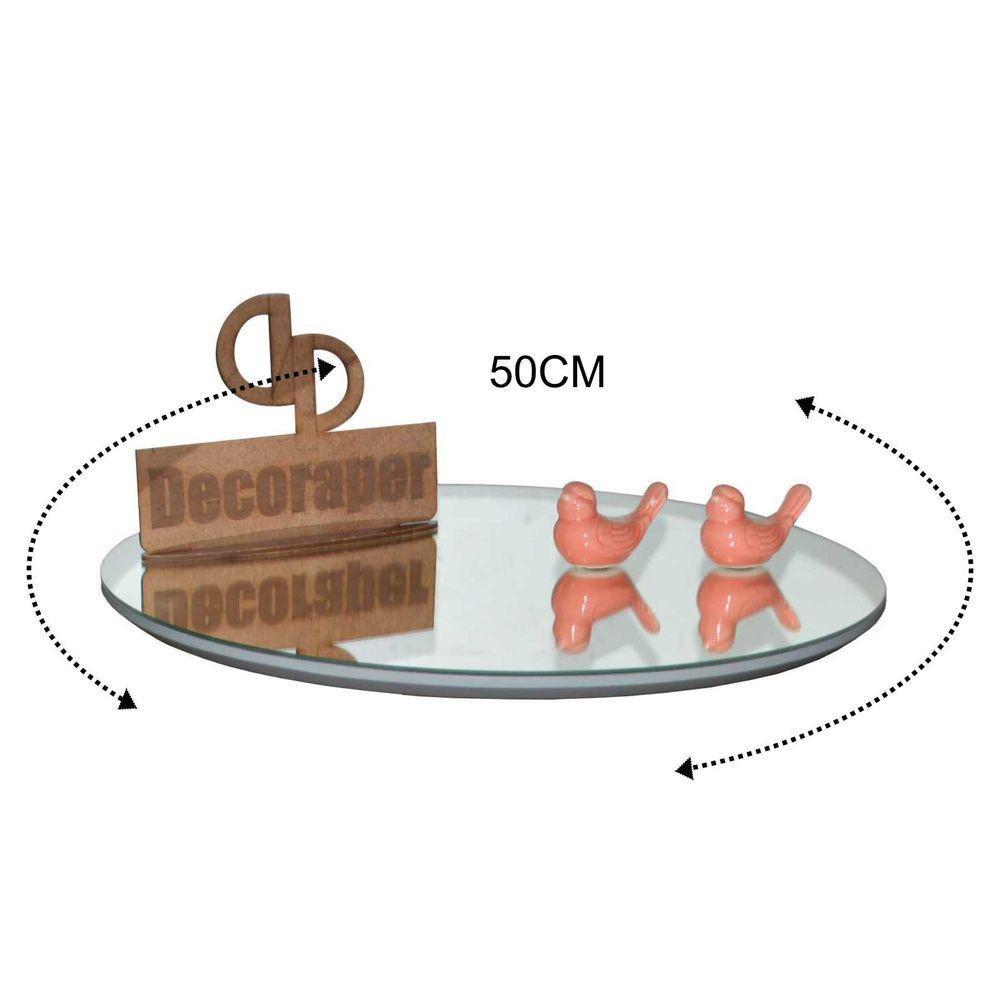 Prato Giratorio Com Espelho Sob O Tampo De 50cm Off White - 2