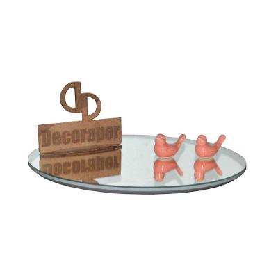 Prato Giratorio Com Espelho Sob O Tampo De 50cm Off White