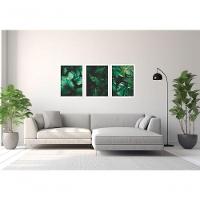 Quadro Decorativo Folhagem Verde Com Moldura Branco - 3