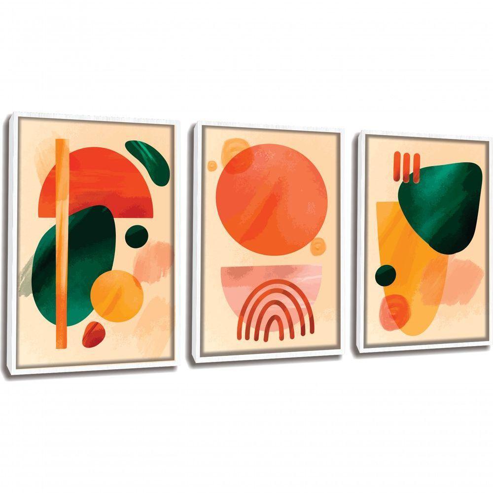 Quadro Decorativo Pintura Abstrata Moderna Com Moldura Branco - 1