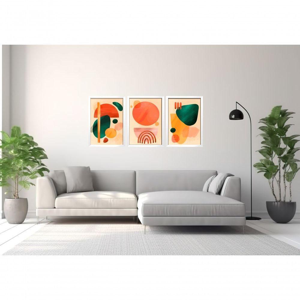 Quadro Decorativo Pintura Abstrata Moderna Com Moldura Branco - 3