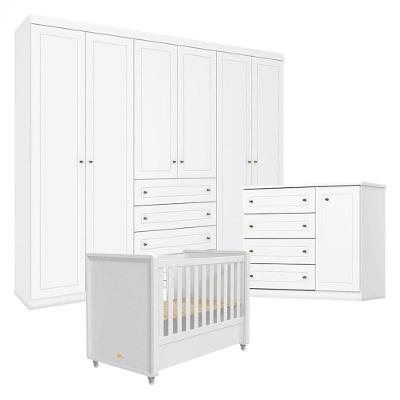Quarto Infantil Mississipi 6 Portas Com Berço Tutto New Branco Fosco - Henn
