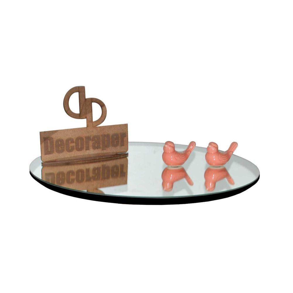 Prato Giratorio Com Espelho Sob O Tampo De 50cm Preto - 1