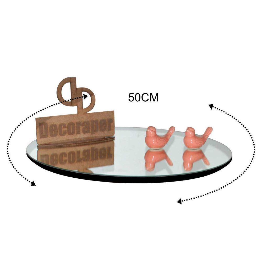 Prato Giratorio Com Espelho Sob O Tampo De 50cm Preto - 2