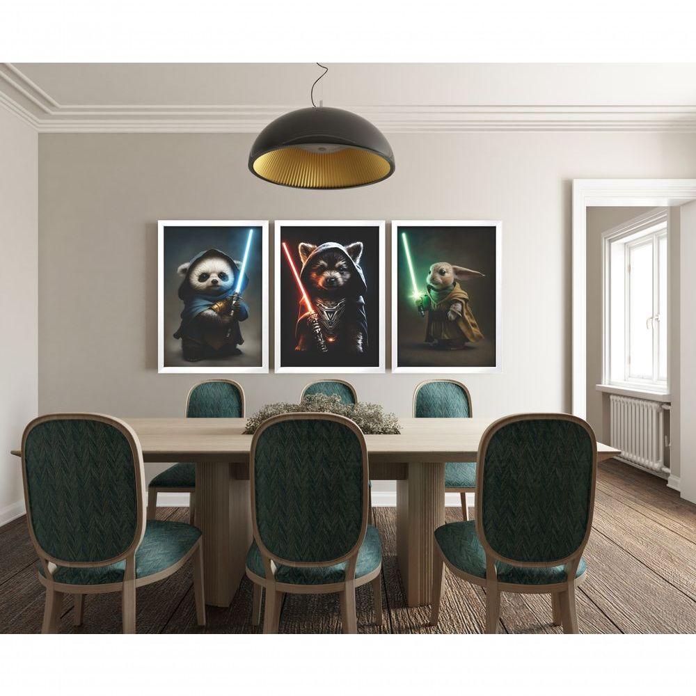 Quadro Decorativo Super Pets Stars Com Moldura Branco - 2