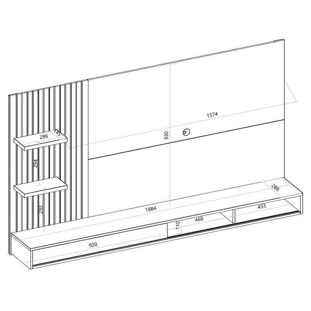 Painel Para Tv Suspenso Ambiente Bento Cedro Bali - Dj Móveis - 2