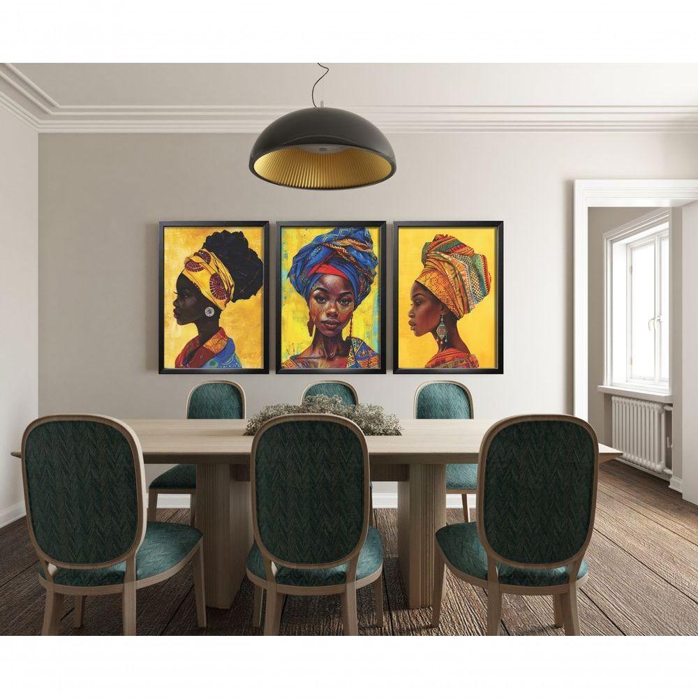 Quadro Decorativo Mulher Cultura Afro Com Moldura Preto - 2