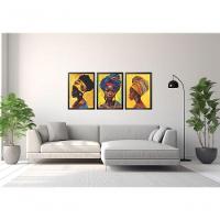 Quadro Decorativo Mulher Cultura Afro Com Moldura Preto - 3