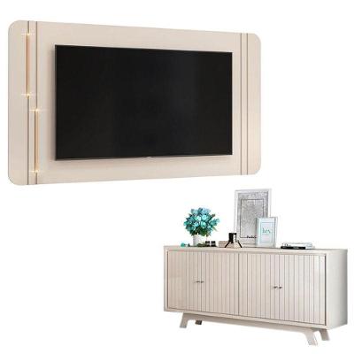 Painel Para Tv Suspenso Ariana E Aparador Buffet Mercuri Off White - Dj Móveis