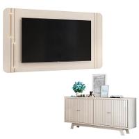 Painel Para Tv Suspenso Ariana E Aparador Buffet Mercuri Off White - Dj Móveis - 1