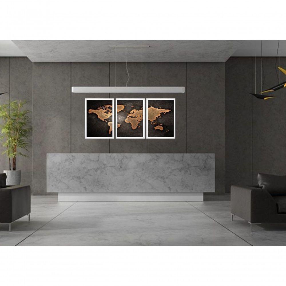 Quadro Decorativo Mapa Mundi Com Moldura Branco - 3