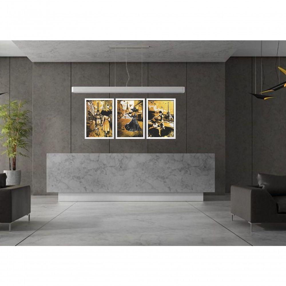 Quadro Decorativo Mulher Pintura Paris Com Moldura Branco - 2