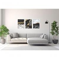 Quadro Decorativo Mármore Abstrato Com Moldura Branco - 3