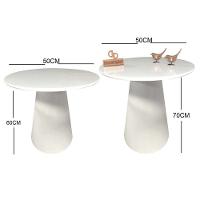 Kit Mesa De Canto Com Vidro 50cm E Base Cone Laqueada Branca - 2