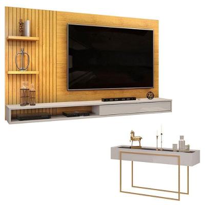 Painel Para Tv Suspenso Bento Cedro Bali E Aparador Para Sala Petri Bali - Dj Móveis