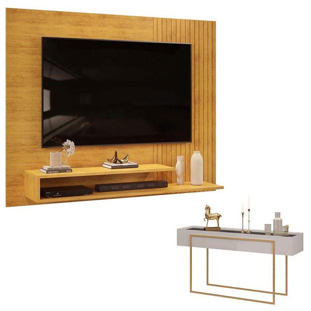 Painel Para Tv Suspenso Nando Cedro E Aparador Para Sala Petri Bali - Dj Móveis - 1