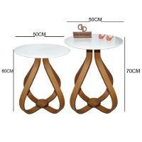 Kit Mesa De Canto Cebola Com Vidro 50cm Branco - 2