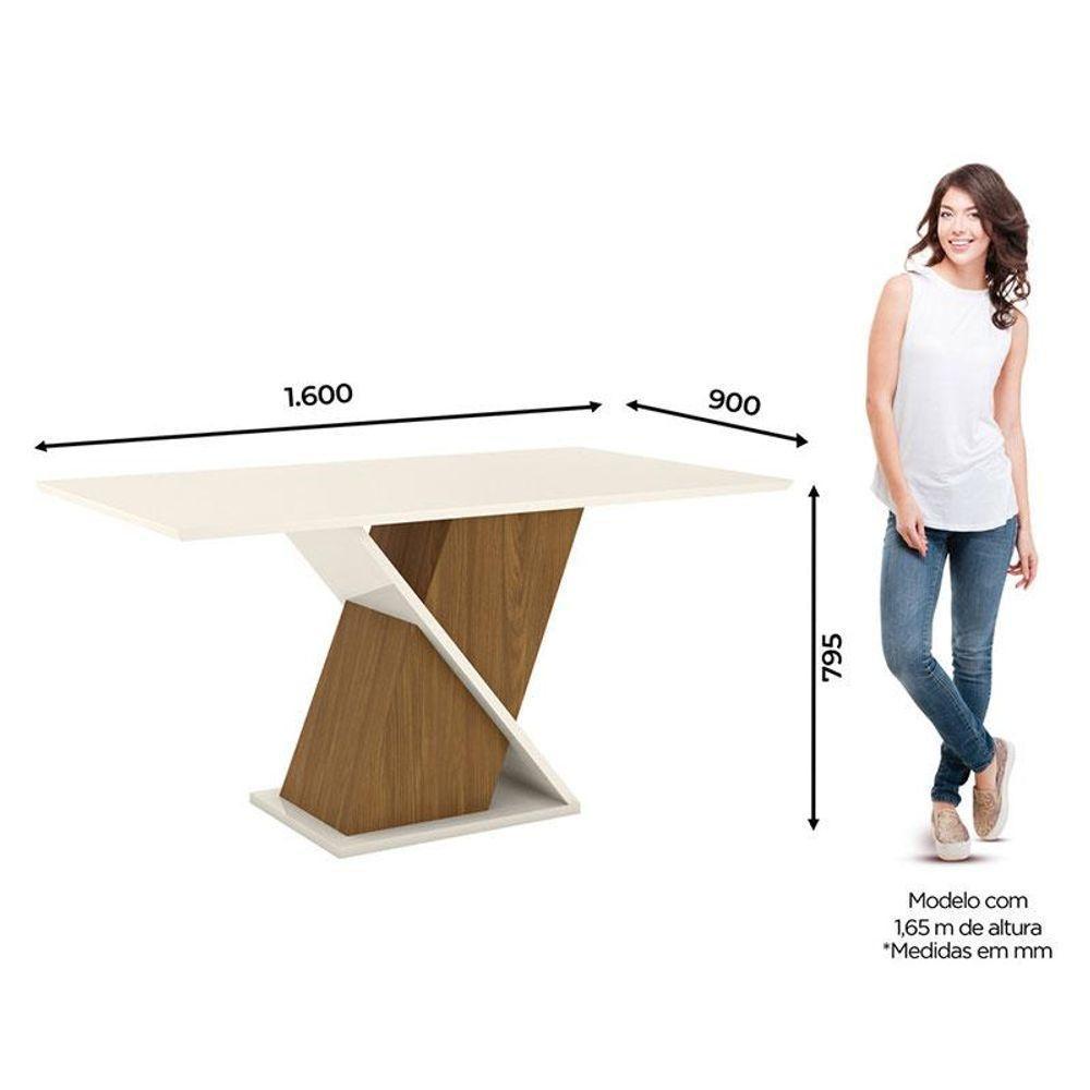 Mesa De Jantar Solus 160 Cm Canto Reto Sem Vidro Nature Off White - Henn - 2