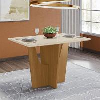 Mesa De Jantar Vértice 120 Cm Canto Reto Com Vidro Nature Off White - Henn - 5