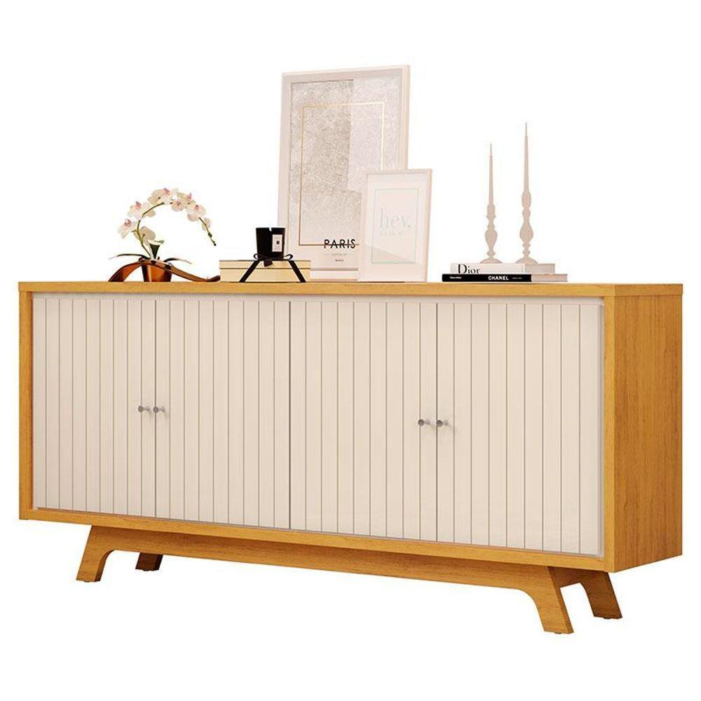 Painel Para Tv Suspenso Nando Cedro E Aparador Buffet Mercuri Cedro Off White - Dj Móveis - 5