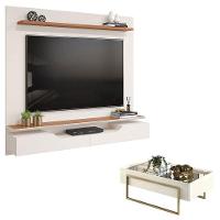Painel Para Tv Levi Off White Freijó E Mesa De Centro Pilar Off White - Dj Móveis - 1