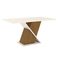 Mesa De Jantar Solus 160 Cm Ambiente Canto Reto Sem Vidro Nature Off White - Henn