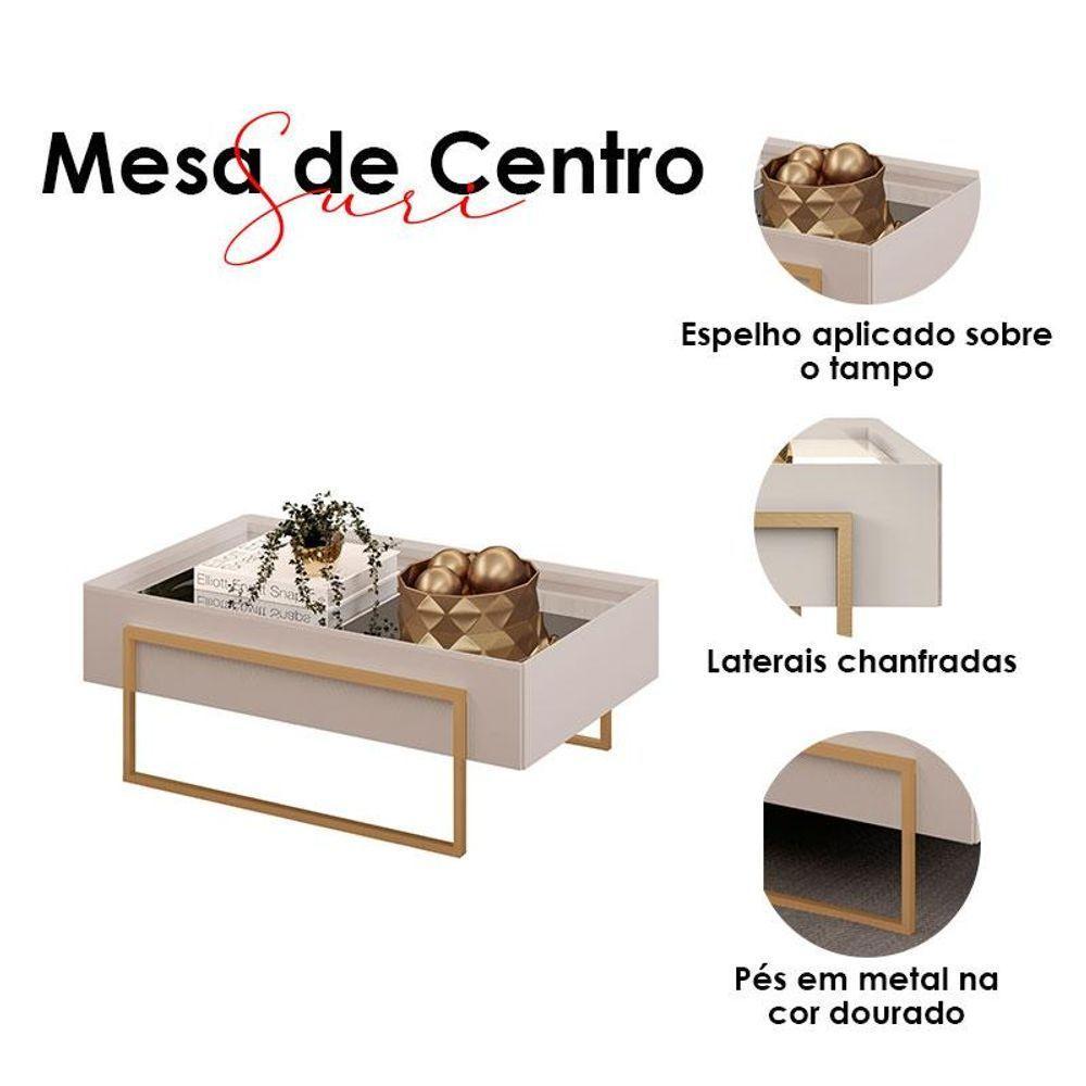 Painel Para Tv Suspenso Nando Cedro E Mesa De Centro Suri Bali - Dj Móveis - 5