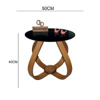 Mesa De Centro Cebola Com Vidro 50cm Preto 40cm - 2