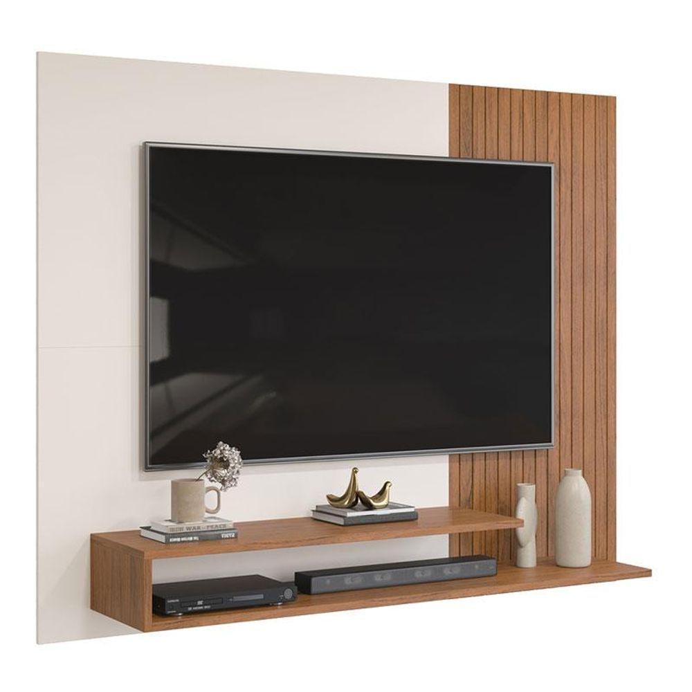 Painel Para Tv Nando E Aparador Buffet Brise Freijó Off White - Dj Móveis - 2
